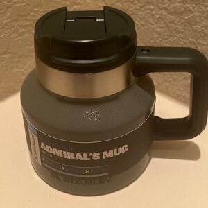 Stanley Admirals Mug Green 20oz Tough To Tip Lidded Coffee Cup Office Gift NWT